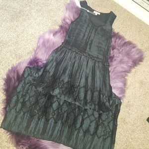 NWT- Max Studio, Pleated Material-Black Long Dress